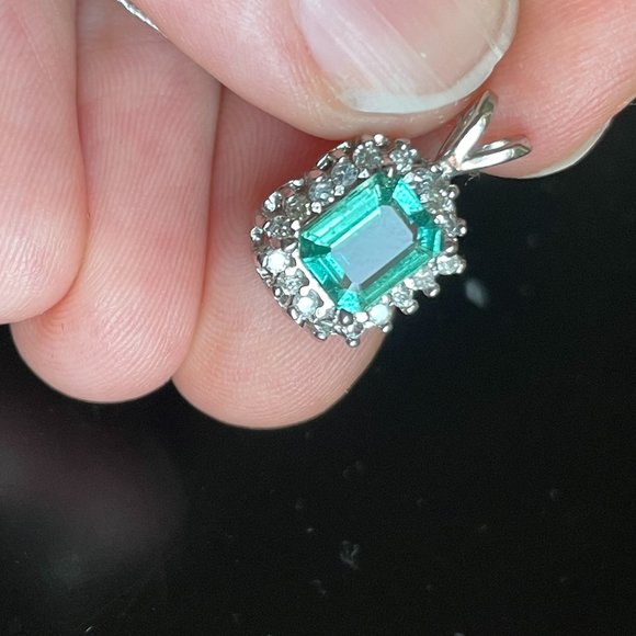 Jewelry - ON HOLD Natural Emerald and Diamond 14k pendant
